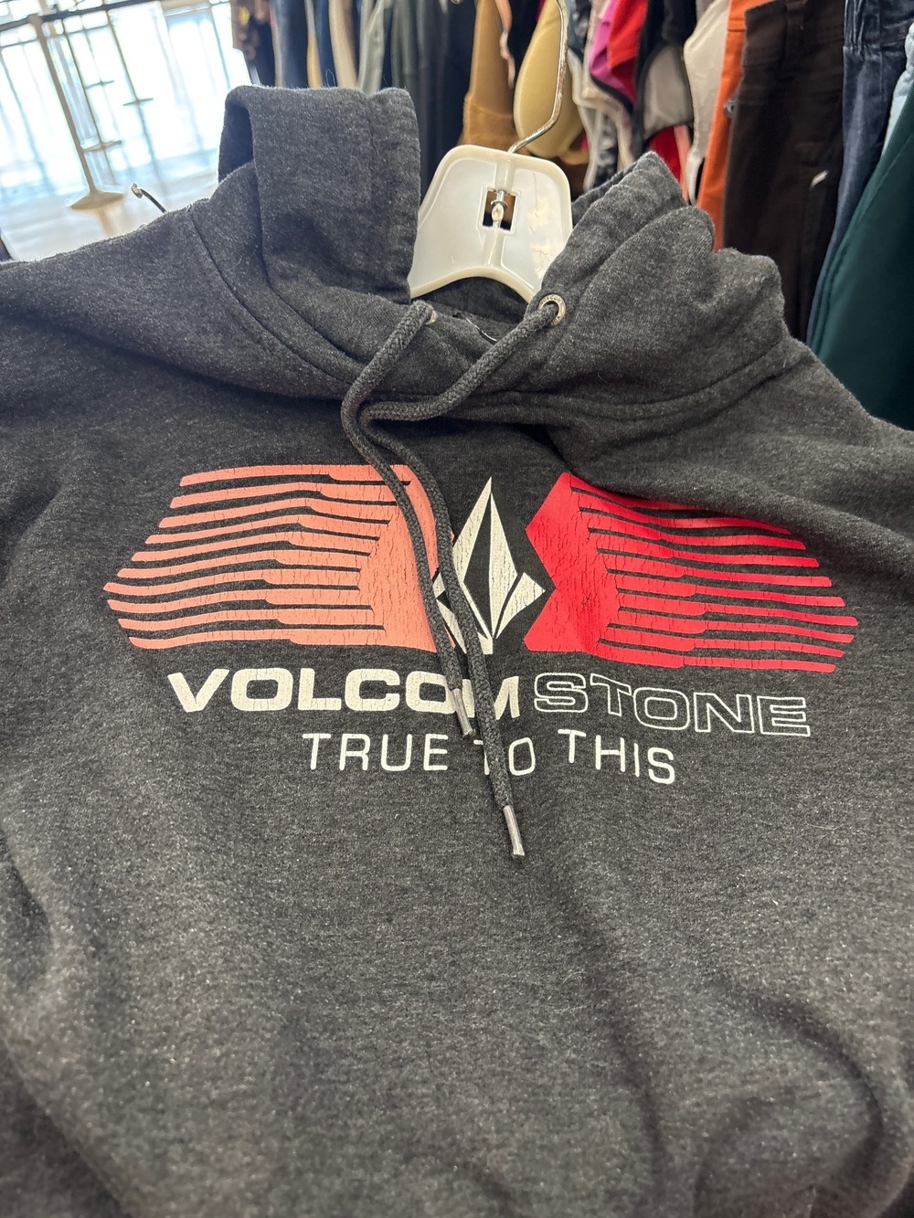 Volcom Stone True To This Charcoal Graphic Pullover Hoodie